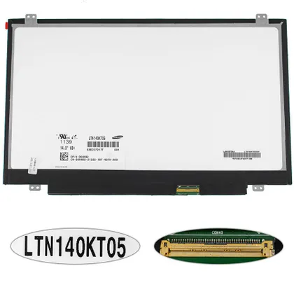 фото, Матриця 14.0 LTN140KT05 (1600*900, 40pin, LED, SLIM (вертикальні вушки), матова, роз'єм праворуч знизу) для ноутбука (renew)