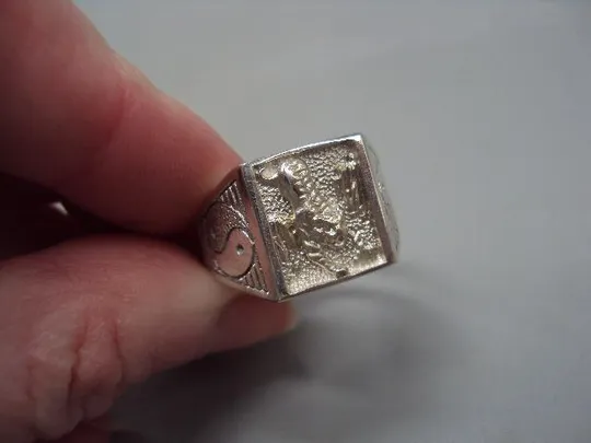 Мужской перстень кольцо печатка тигр Инь Янь гороскоп серебро Украина вес 5,48 г размер 20 №15135 Продаж