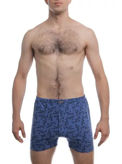 фото, Чоловічі боксери облягаючі із 100% бавовни сімейні Bono МО 000428 принт акули сині 66