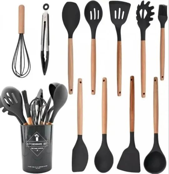 Набор принадлежностей для кухни 12 предметов Kitchen Set, RD-1204 Кухонный набор в стакане Черный Ціна