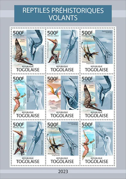фото, Того- Летающие Динозавры-2023.Чистый полный комплект-Блок+М/Лист.MNH.