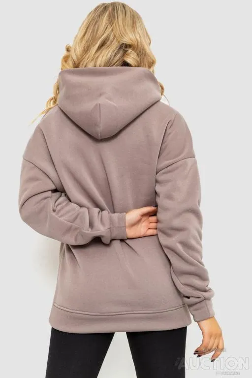 Худи женский на флисе, цвет темно-бежевый, 241R3210 Продаж