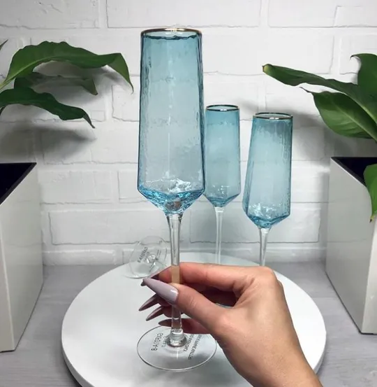 Бокал для шампанского OLens Бирюза GXF01A-B-gd 180 мл Продаж