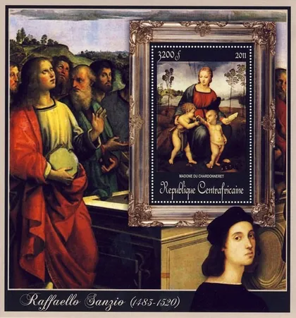 фото, ЦАР-Живопись- Рафаэль -2011.Чистый  красивый Блок.MNH.