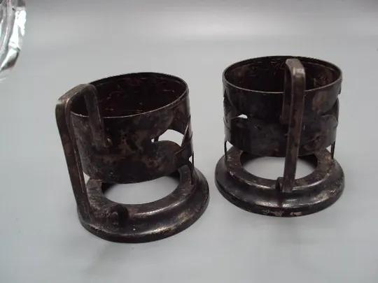 Подстаканники пара мнц Киев подстаканник высота 7,6 см, диаметр 6,9 см лот 2 шт №11768 З аукціону