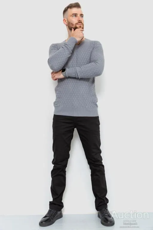 Купити Свитер мужской однотонный, цвет серый, 235R1394