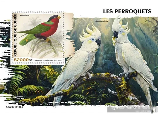 Купити Гвинея -Птицы - Попугаи -2024. Чистый полный красивый комплект. MNH.