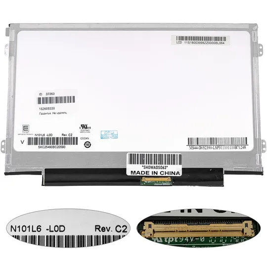 Матриця 10.1 N101L6-L0D (1024*600, 40pin, LED, SLIM (горизонтальні вушки), глянцева, роз'єм праворуч знизу) для ноутбука (renew) Ціна