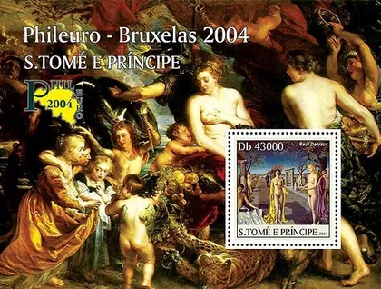 фото, Сан Томе и Принсипи-Обнажённая Живопись -2004.Чистый полный красивый комплект-Блок. MNH.