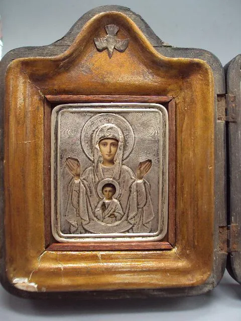 Икона Знамение Пресвятой Богородицы Божья мать оклад серебро 84 проба клеймо ИН в киоте №13869 Ціна