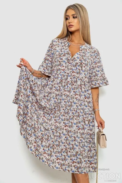 Платье с цветочным принтом, цвет розово-коричневый, 102R5251-1 Ціна