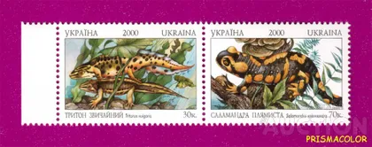 фото, ** УКРАИНА 2000 N341-342 сцепка Красная книга тритон-саламандра