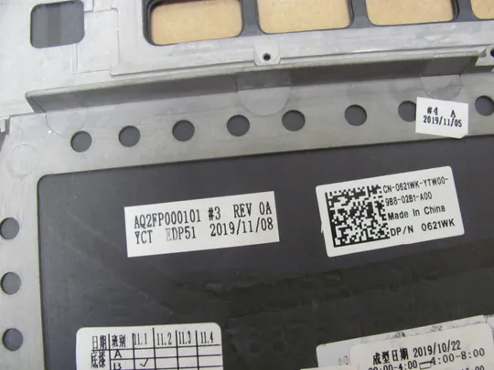 номер0971-1 Кришка панель палмрест 0621WK   AQ2FP000102 AQ2FP000101  для DELL XPS 15 9570 7590 Precision 5530 5540  оригінал в Україні