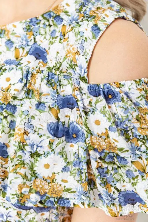 Платье с принтом, цвет молочно-синий, 230R24-1 Де купити