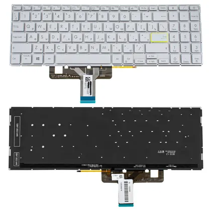 фото, Клавіатура для ноутбука ASUS (X521 series) rus, silver, без кадру, підсвічування клавіш (ОРИГИНАЛ)