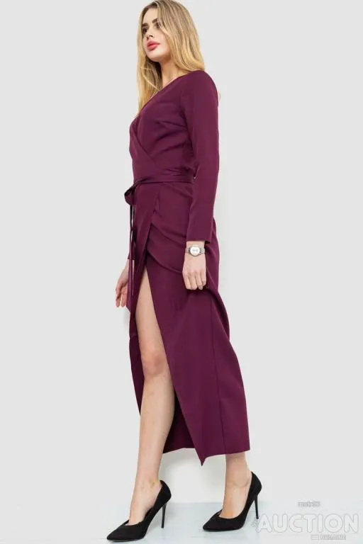 Платье на запах однотонное, цвет бордовый, 214R388 З аукціону