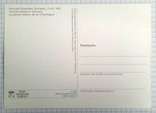 Картмаксимум поштова картка 150 річниця Німецької залізниці 1985 Бонн Fa З аукціону