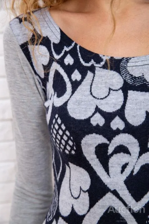 Приталенное короткое платье, сине-серого цвета в принт, 167R041-1 Інтернет-аукціон