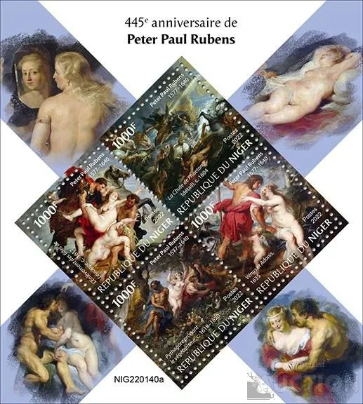 Нигер-Рубенс и Леонардо да Винчи -2022.Чистые полные 2 комплекта-2 Блока+2 М/Листа.MNH. Де купити