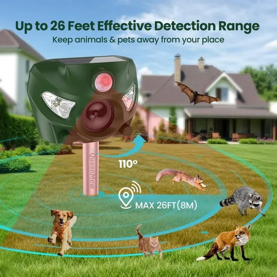 Ультразвуковий відлякувач тварин,із звуковим сигналом і спалахом Solar Animal Repeller (24) Недорого