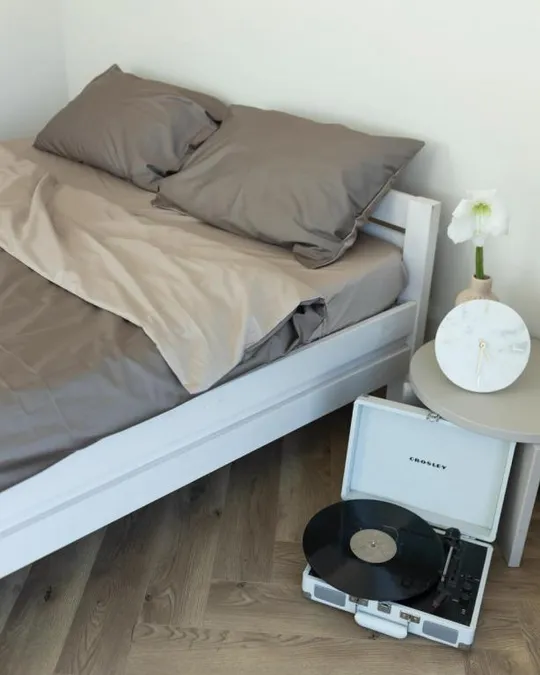 Купити Постельное белье двуспальное Dushka Home Сатин Люкс 20909 180х215 см серый с светло-серым