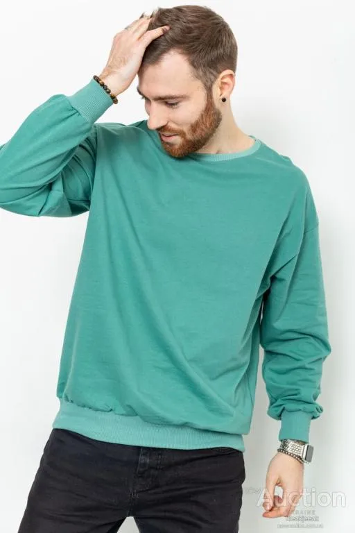 Свитшот мужской однотонный, цвет оливковый, 208R0233 Ціна