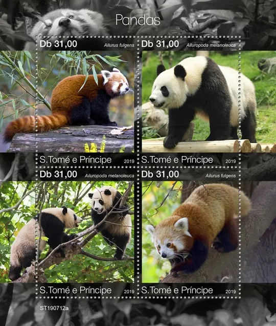 Купити Сан Томе и Принсипи-Панды -2019. Чистый полный красивый комплект. MNH.