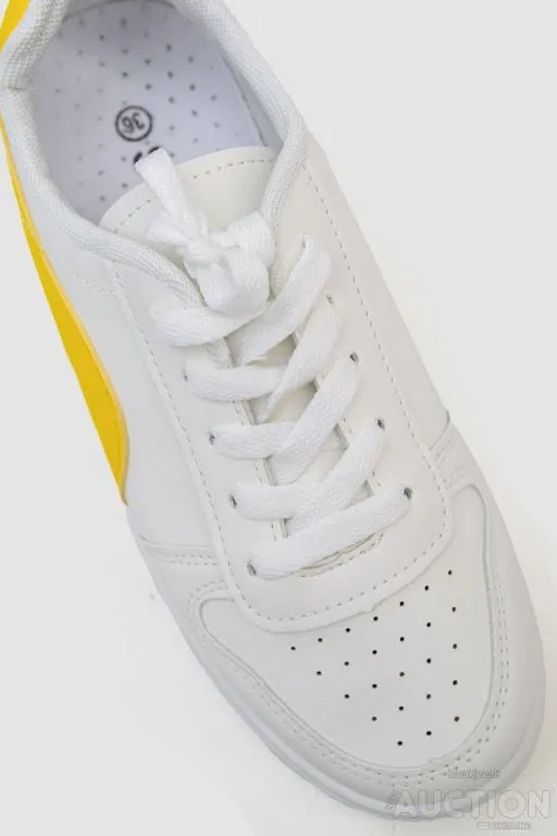 Купити Кеды женские на шнурках, цвет бело-желтый, 248R151-22