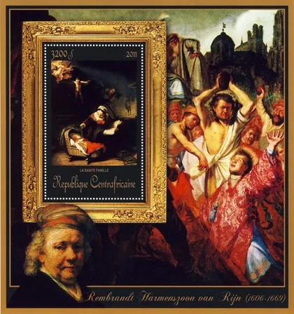 фото, ЦАР-Живопись- Рембранд -2011.Чистый  красивый Блок.MNH.