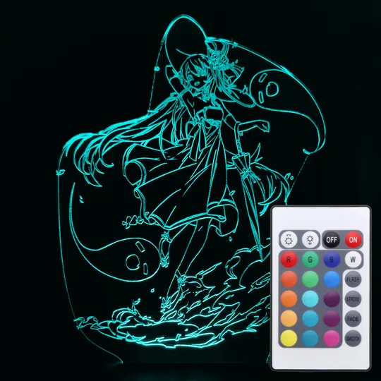 Акриловий світильник-нічник з пультом 16 кольорів Ху Тао 2 tty-n001295 Ціна