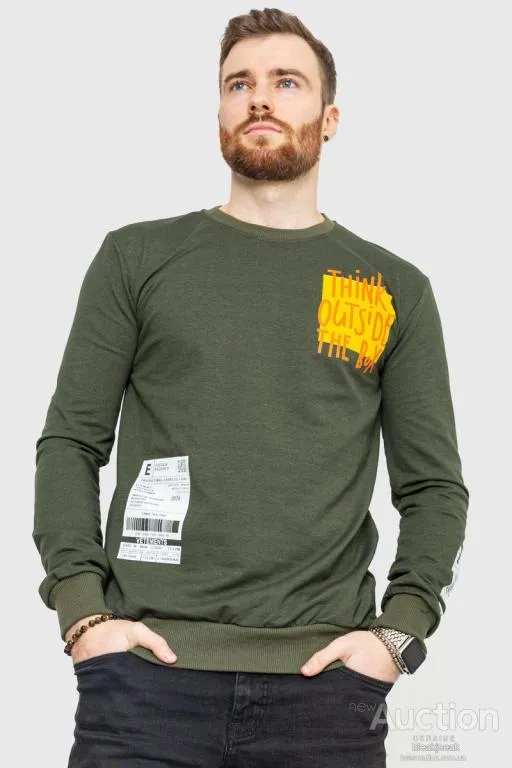 Свитшот мужской с принтом, цвет хаки, 208R0240 Ціна