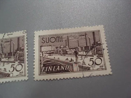 Купити марка Финляндия 1942 архитектура стандарт завод мост Фабрики Промышленность лот 2 шт гаш №2108