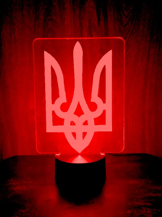 Акриловий світильник-нічник Тризуб червоний tty-n000431 Ціна