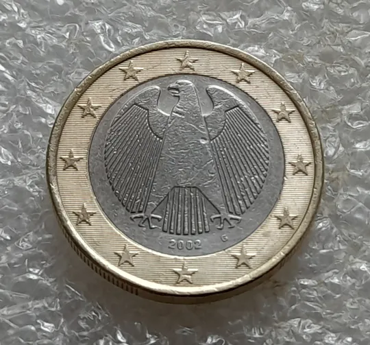 (6941ря) 1 євро 2002 Німеччина, мітка монетного двору "G"- Карлсруе (1 евро 2002 Германия, ФРГ, ФРН) З аукціону