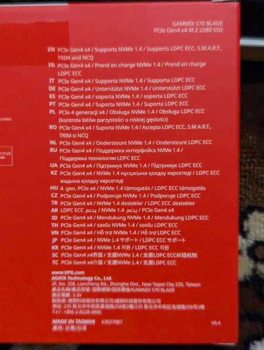 1TB AData XPG Gammix S70 Blade 1000GB Gen4x4 SSD m.2 NVMe PCIe 4.0 2280 Продаж