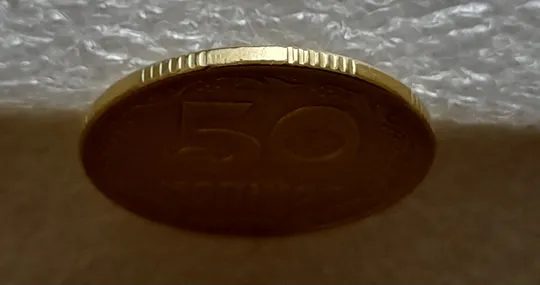 (5245) 50 копійок 1992 1АЕк брак "сніжок", багаточисельні викрошки на аверсі (50 копеек 1992 1АЕк) Недорого