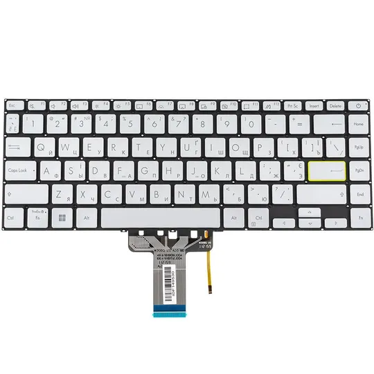 Купити Клавіатура для ноутбука ASUS (X421 series) ukr, silver, без фрейма, підсвічування клавіш (ОРИГИНАЛ)