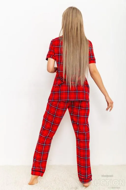 Пижама женская в клетку, цвет красный, 219RP-250 Інтернет-аукціон