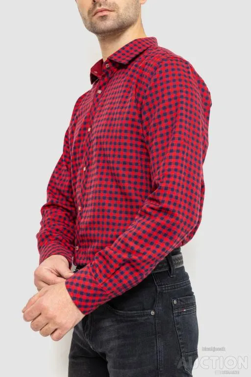 Рубашка мужская в клетку байковая, цвет красно-синий, 214R16-33-164 З аукціону