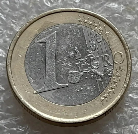 (6941ря) 1 євро 2002 Німеччина, мітка монетного двору "G"- Карлсруе (1 евро 2002 Германия, ФРГ, ФРН) Продаж