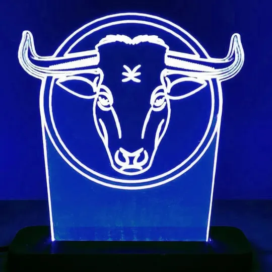 Акриловий світильник-нічник Бик синій tty-n000094 Ціна