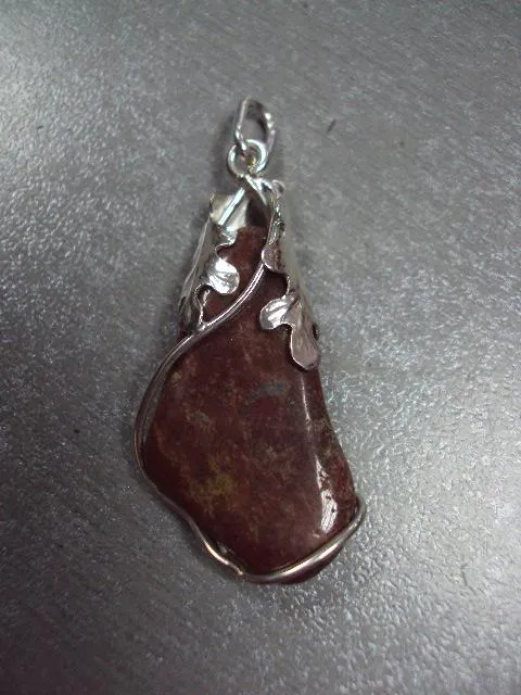 Подвеска кулон яшма дубовые листья листочки авторская работа серебро 925 проба Украина 6,8 г №11900 Ціна