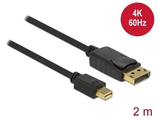 Купити Кабель монітора-сигнальний DisplayPort-mini M/M  2.0m Delock (70.08.2438) v1.2 4K@60Hz 19p D=5.5mm