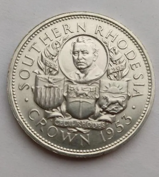 Монета Крона серебро Южной Родезии. 1953 г., 100-летие - Сесила Родса UNC .CR362 Ціна