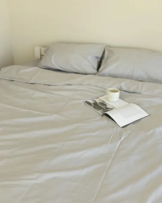 Постельное белье полуторное Dushka Home Сатин Люкс 20932 160х215 см холодный белый Де купити