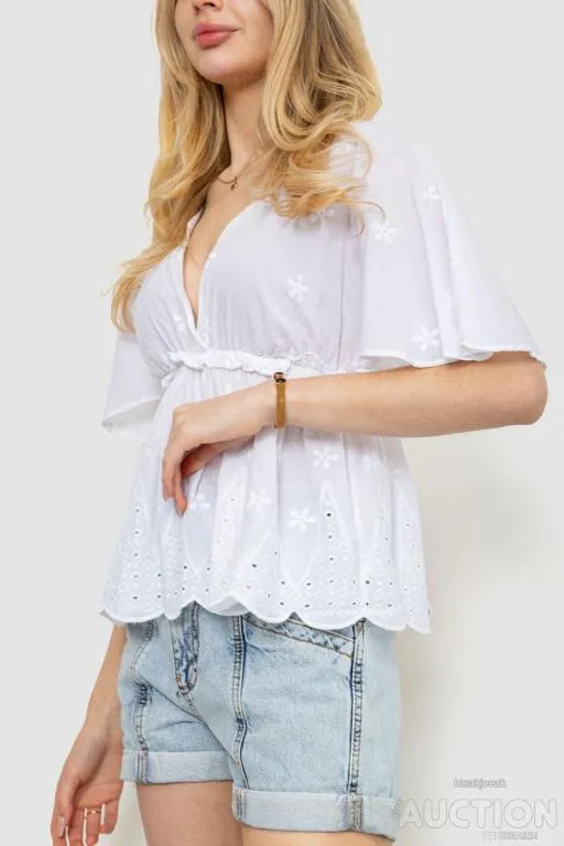 Блуза однотонная, цвет белый, 244R096 З аукціону