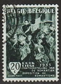 фото, 1955 - Бельгія - Виставка - Романтизм у регіоні Льєж Mi.1020 _гаш