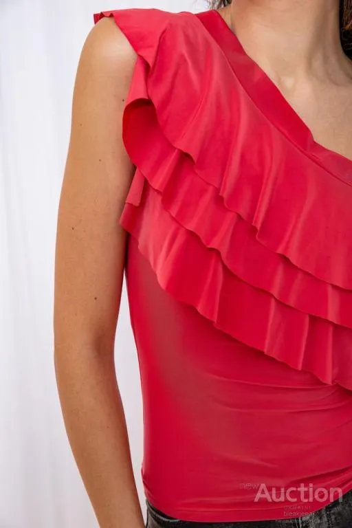 Однотонная блуза без рукавов, кораллового цвета, 167R003-1 Інтернет-аукціон