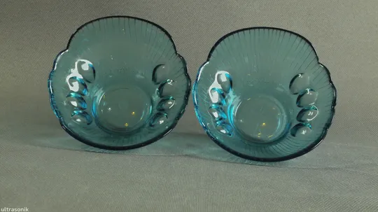 Креманки піалки цукерниці вазочки 2шт міні бірюзове кольорове радянське скло Вживане Продаж