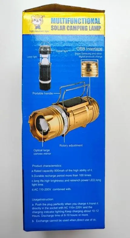 Кемпінговий ліхтар gsh-9688 black  (сонячна панель) Інтернет-аукціон